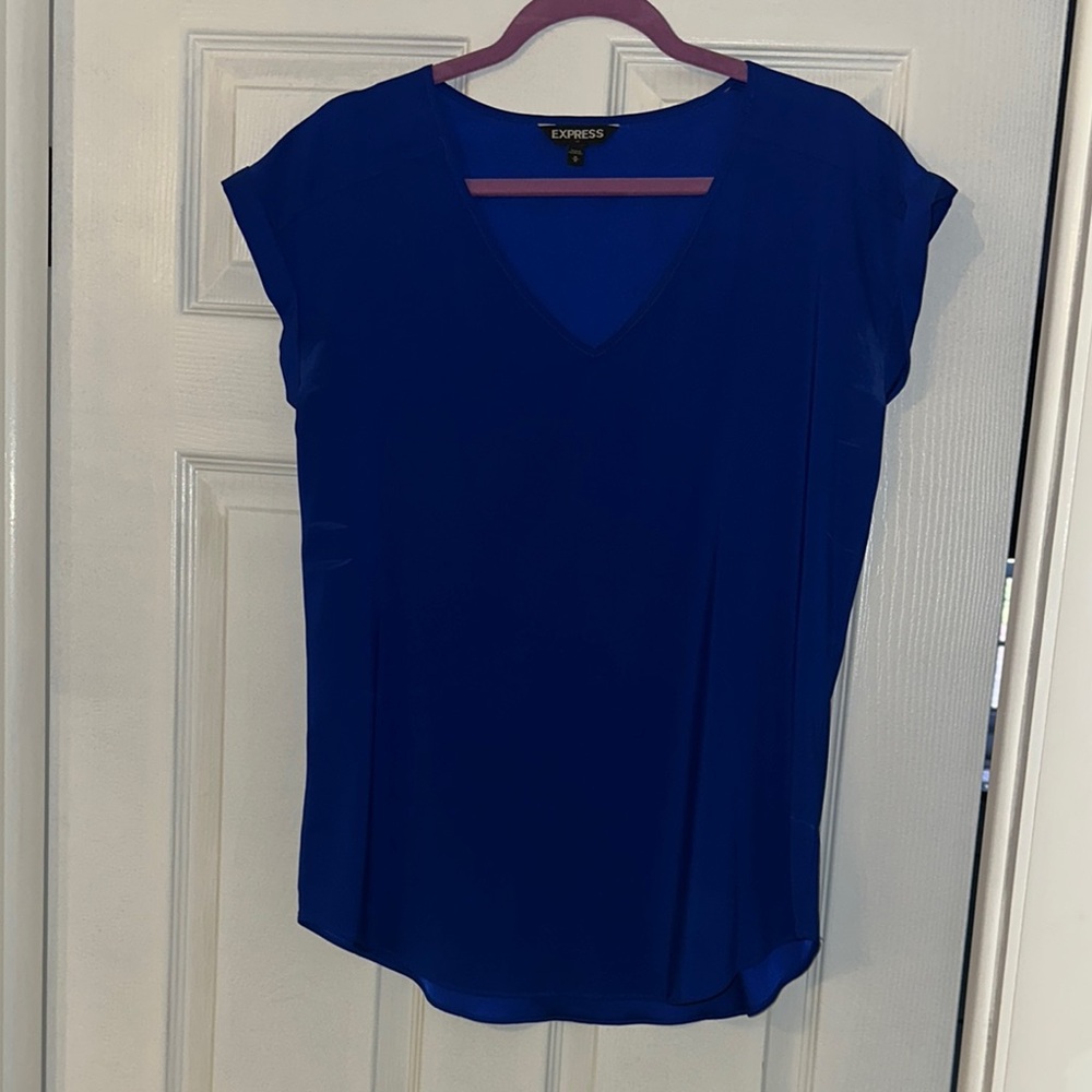 Express Women's Blue V-Neck Top